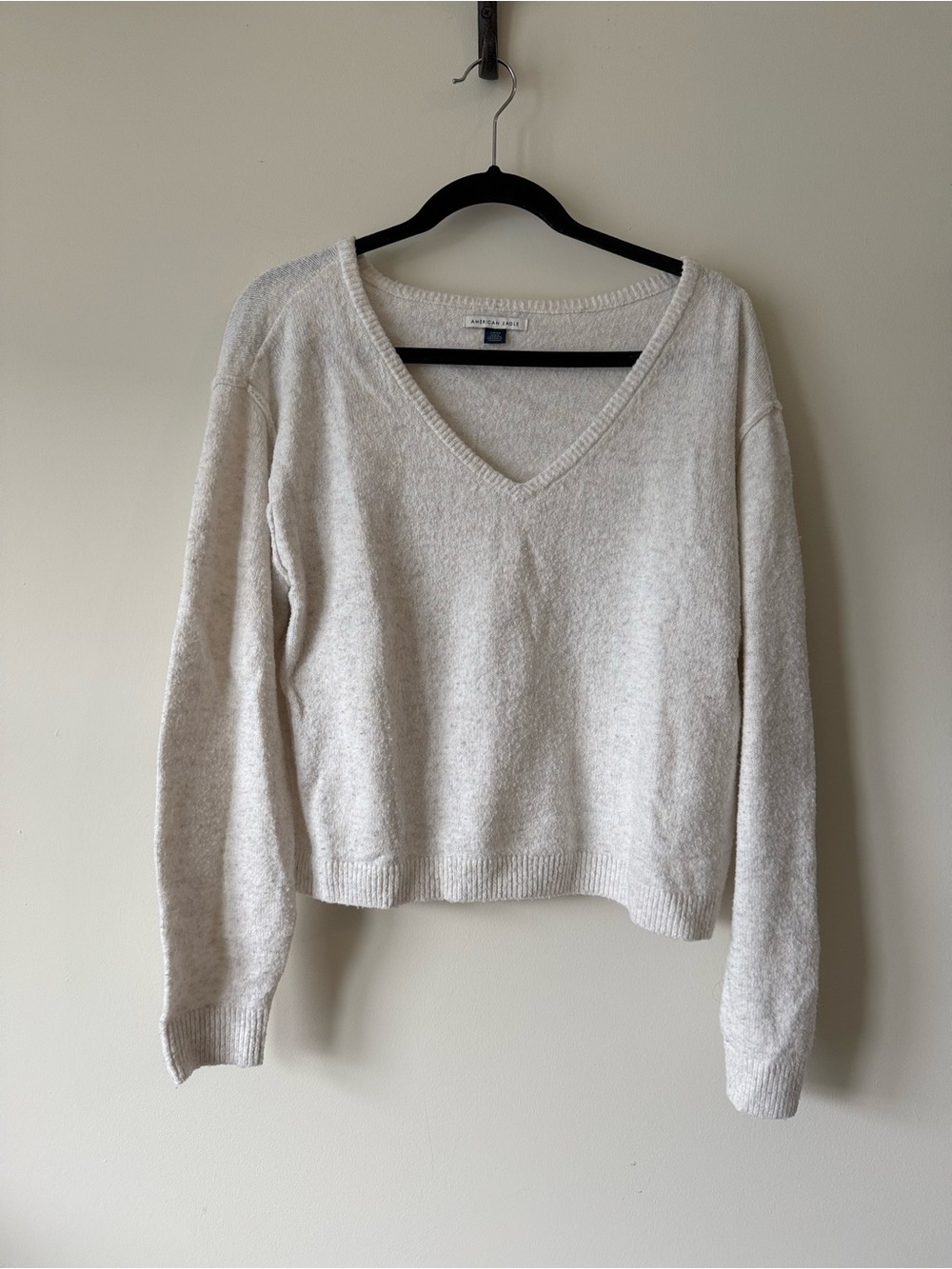 American Eagle Outfitters Cream V-Neck Sweater